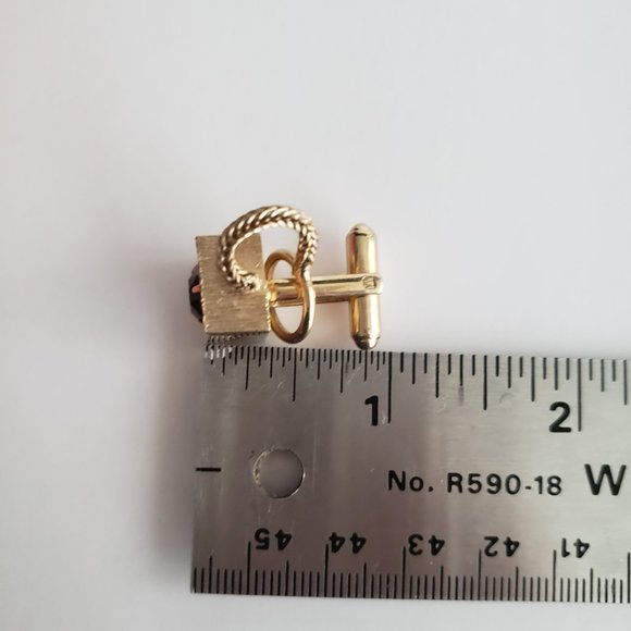 VTG Square Large Jewel Gold Toned Cuff Links - Picture 8 of 8
